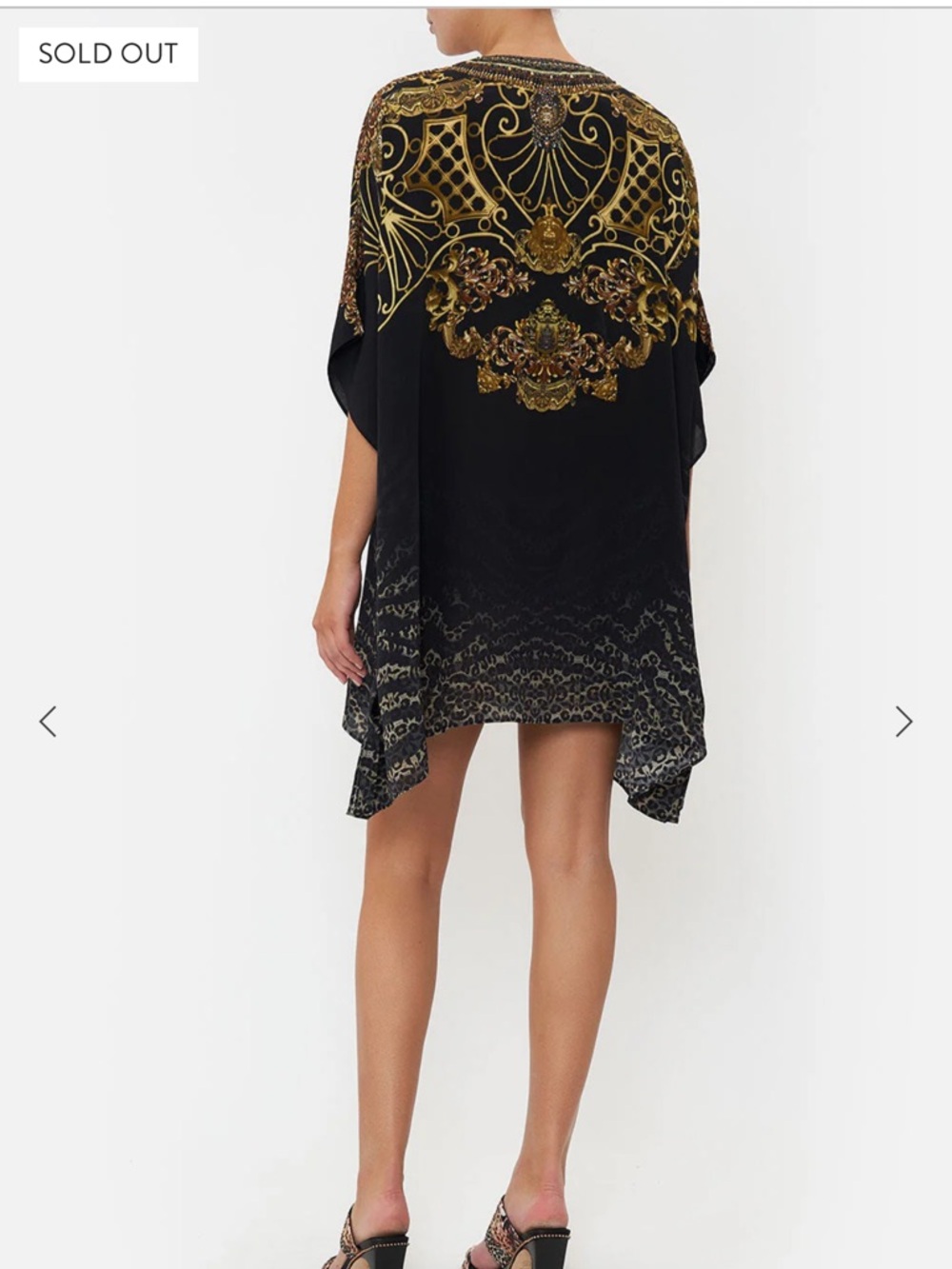 Camilla Black and Gold Silk Embellished Swim Coverup - Picture 3 of 16